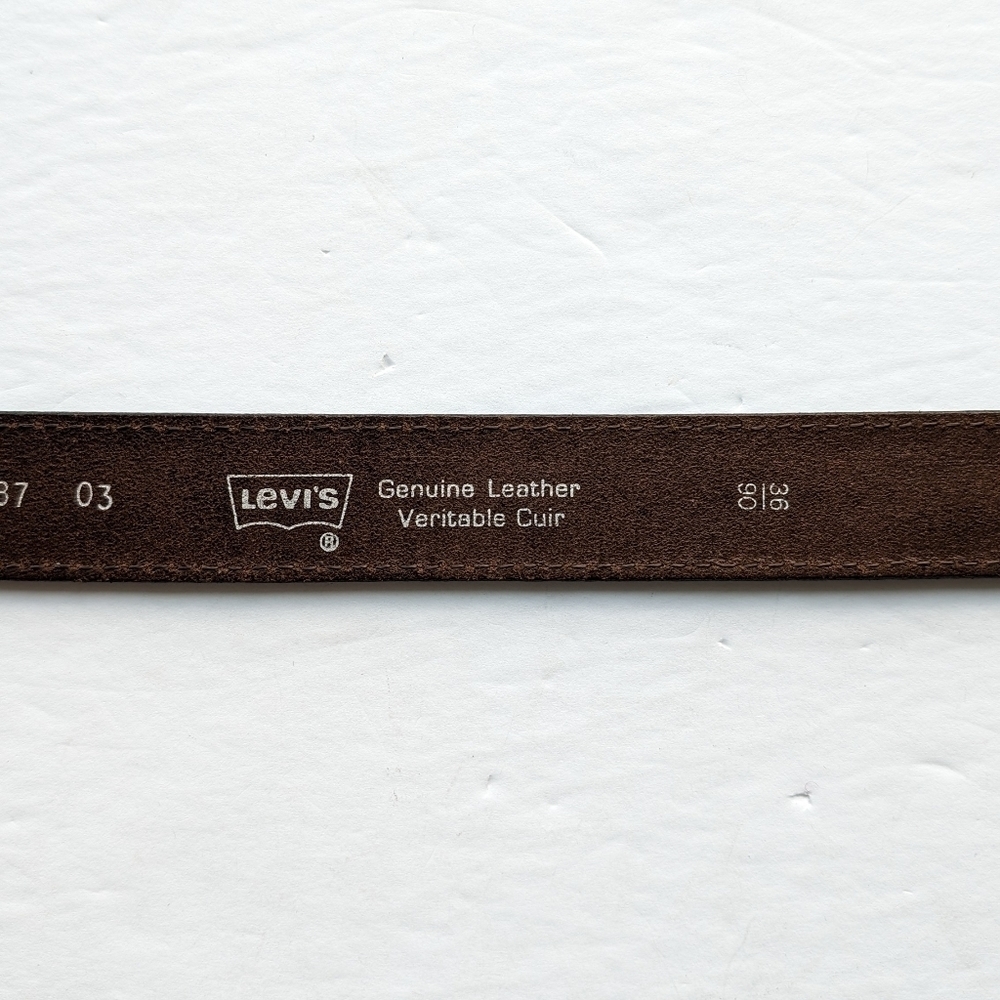 Vintage Levi's leather belt engraved western brown sz M - Picture 7 of 9